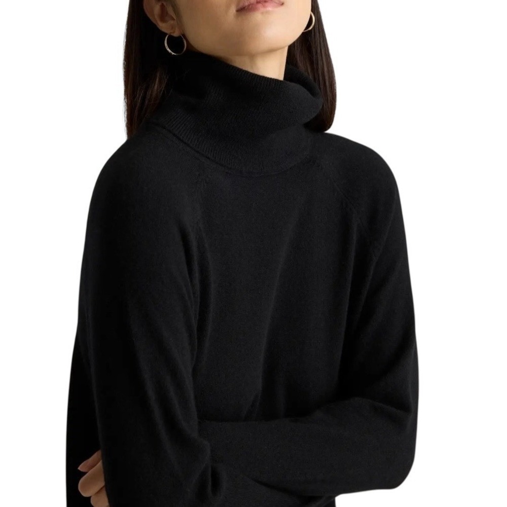 NWT Quince Mongolian Cashmere Turtleneck Sweater Dress‎ Black S - Picture 3 of 14